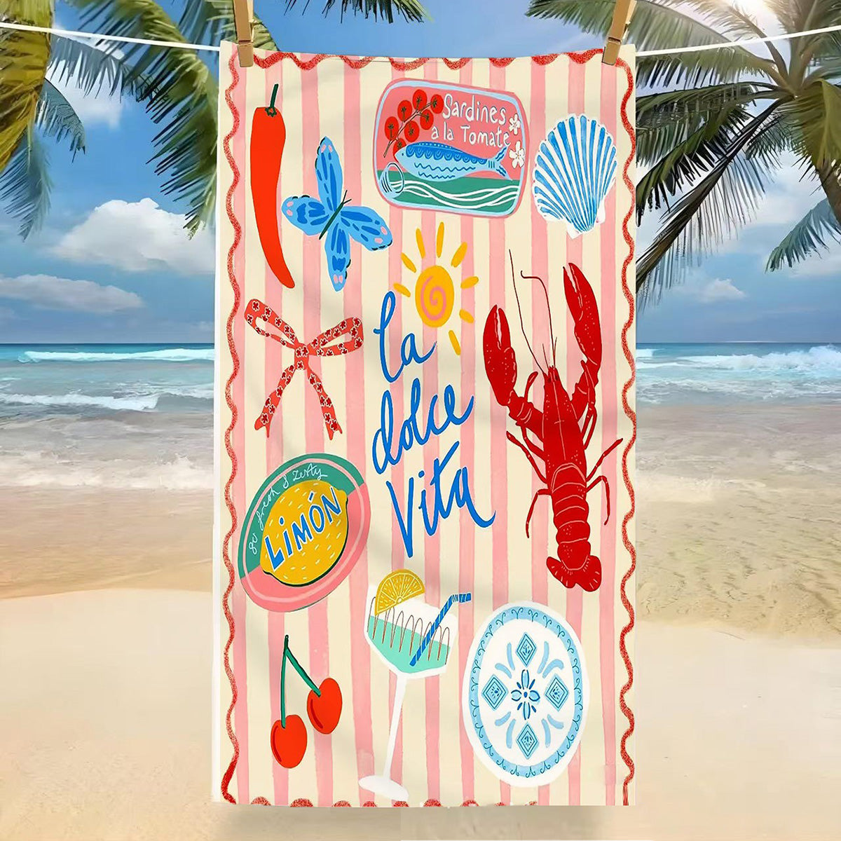 GiftoLuck Tropical Coconut Tree Beach Towel Quick Dry Summer Vacation Travel Bath Towel