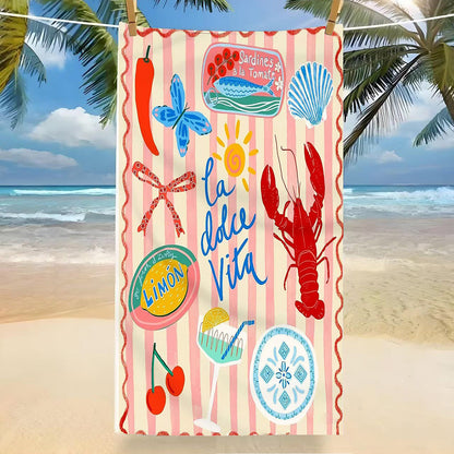 GiftoLuck Tropical Coconut Tree Beach Towel Quick Dry Summer Vacation Travel Bath Towel
