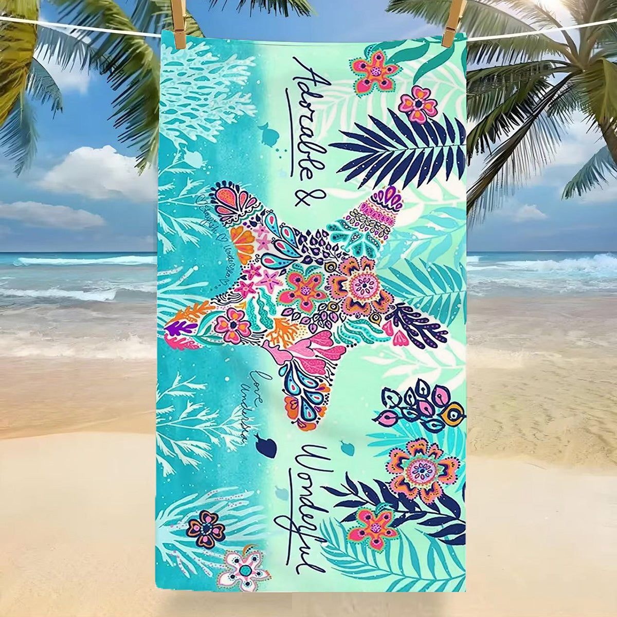 GiftoLuck Tropical Coconut Tree Beach Towel Quick Dry Summer Vacation Travel Bath Towel