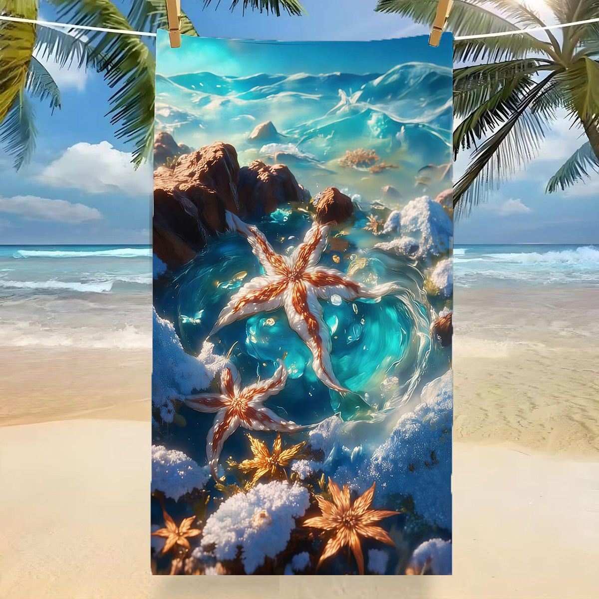 GiftoLuck Tropical Coconut Tree Beach Towel Quick Dry Summer Vacation Travel Bath Towel