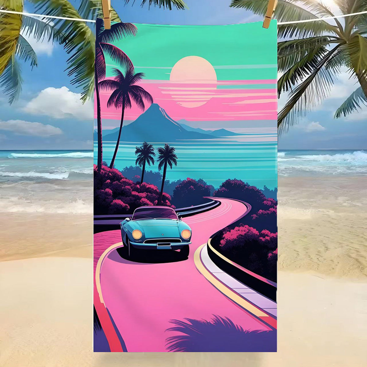 GiftoLuck Tropical Coconut Tree Beach Towel Quick Dry Summer Vacation Travel Bath Towel