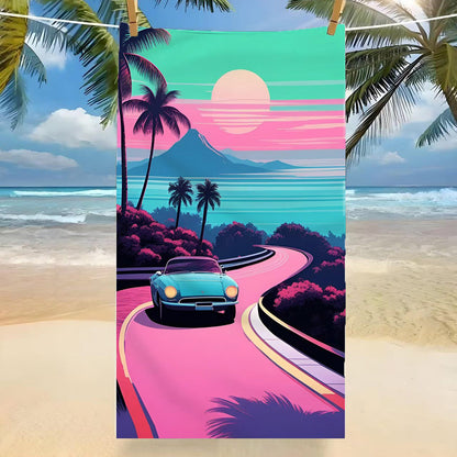 GiftoLuck Tropical Coconut Tree Beach Towel Quick Dry Summer Vacation Travel Bath Towel