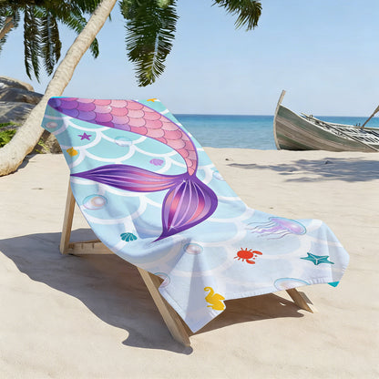 GiftoLuck Mermaid Print Beach Towel Quick Dry Microfiber Sand Free Summer Travel Bath Towel