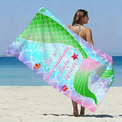 GiftoLuck Mermaid Print Beach Towel Quick Dry Microfiber Sand Free Summer Travel Bath Towel