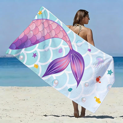 GiftoLuck Mermaid Print Beach Towel Quick Dry Microfiber Sand Free Summer Travel Bath Towel