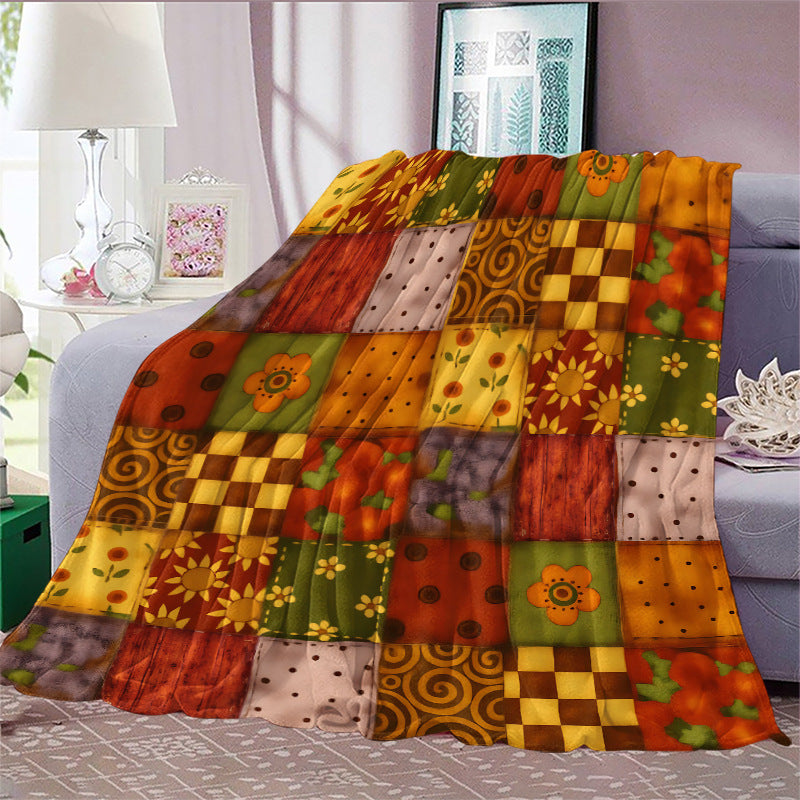 GifitoLuck Quilted Floral Bird Butterfly Flannel Throw Blanket for Sofa and Bed Decor