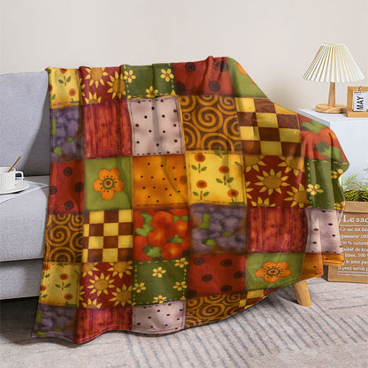 GifitoLuck Quilted Floral Bird Butterfly Flannel Throw Blanket for Sofa and Bed Decor