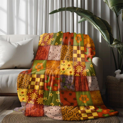 GifitoLuck Quilted Floral Bird Butterfly Flannel Throw Blanket for Sofa and Bed Decor