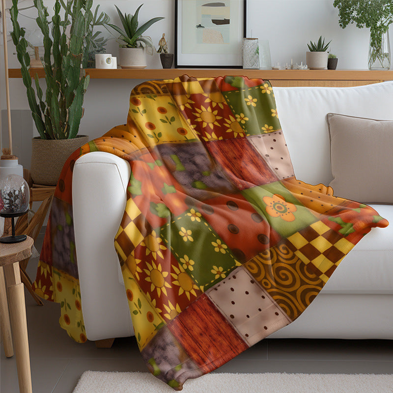 GifitoLuck Quilted Floral Bird Butterfly Flannel Throw Blanket for Sofa and Bed Decor