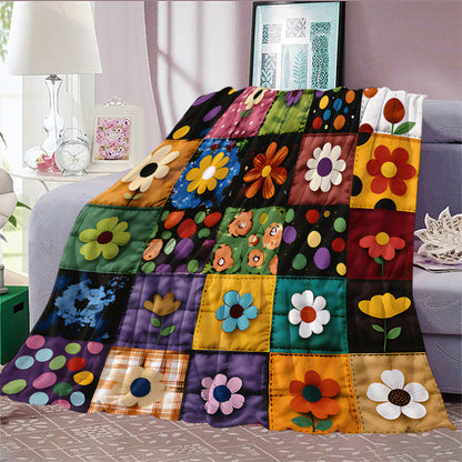 GifitoLuck Quilted Floral Bird Butterfly Flannel Throw Blanket for Sofa and Bed Decor