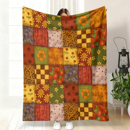 GifitoLuck Quilted Floral Bird Butterfly Flannel Throw Blanket for Sofa and Bed Decor