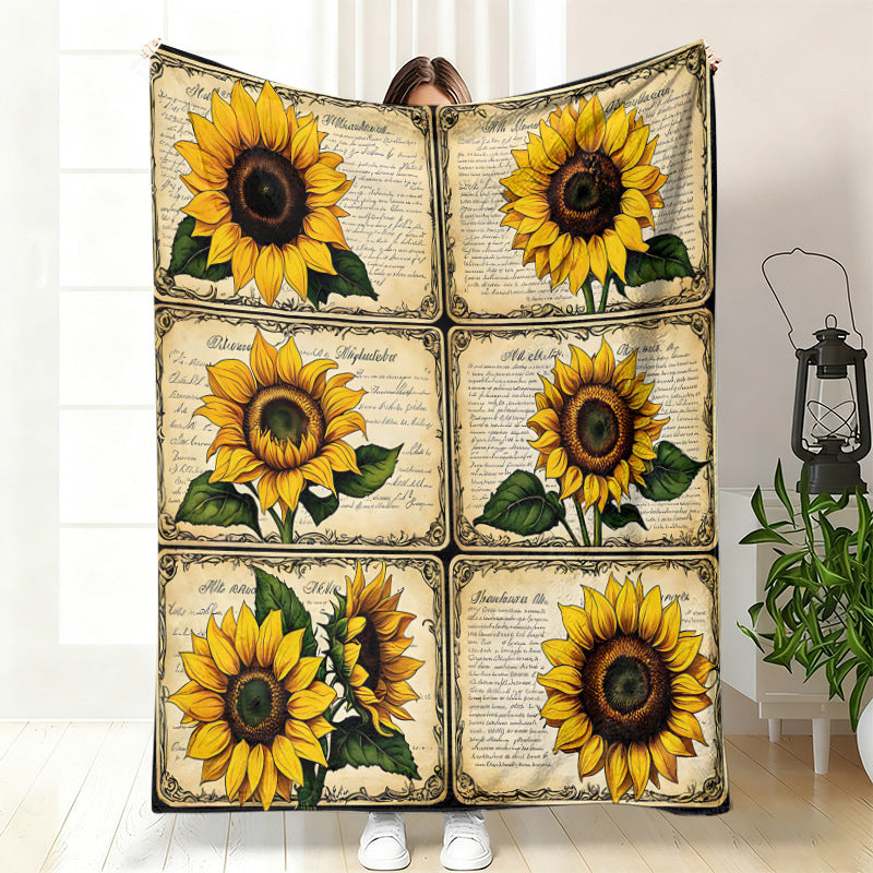 GifitoLuck Quilted Floral Bird Butterfly Flannel Throw Blanket for Sofa and Bed Decor