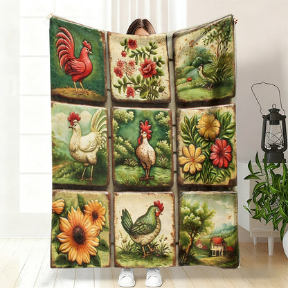 GifitoLuck Quilted Floral Bird Butterfly Flannel Throw Blanket for Sofa and Bed Decor