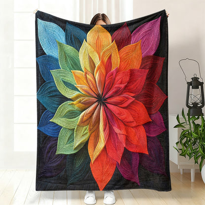 GifitoLuck Quilted Floral Bird Butterfly Flannel Throw Blanket for Sofa and Bed Decor