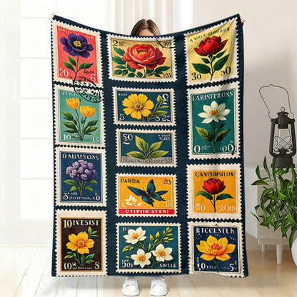 GifitoLuck Quilted Floral Bird Butterfly Flannel Throw Blanket for Sofa and Bed Decor