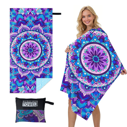 GiftoLuck Quick Dry Beach Towel Must-have Print Towels for Travel Holiday with Mesh Bag