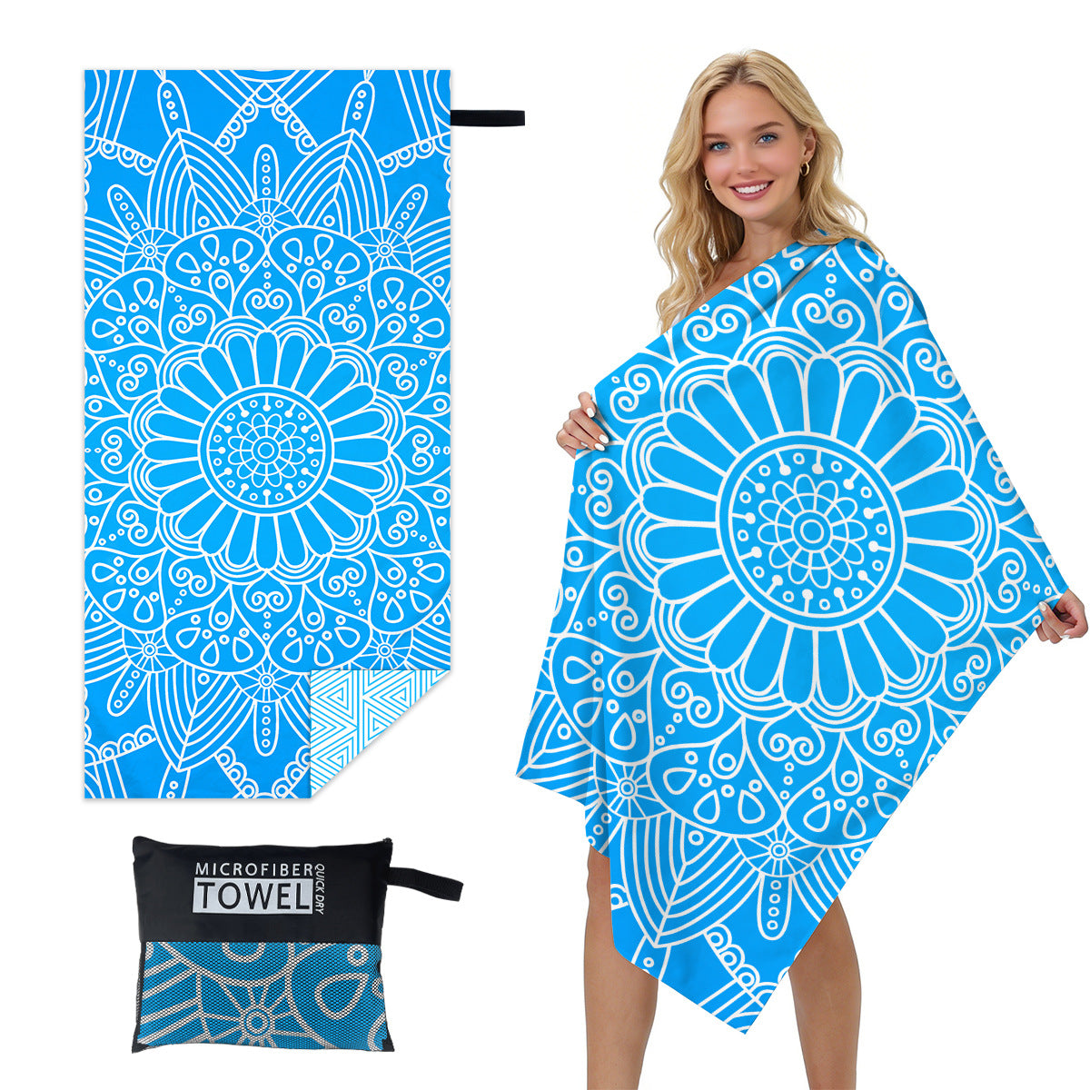 GiftoLuck Quick Dry Beach Towel Must-have Print Towels for Travel Holiday with Mesh Bag
