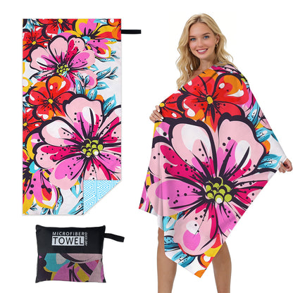 GiftoLuck Quick Dry Beach Towel Must-have Print Towels for Travel Holiday with Mesh Bag