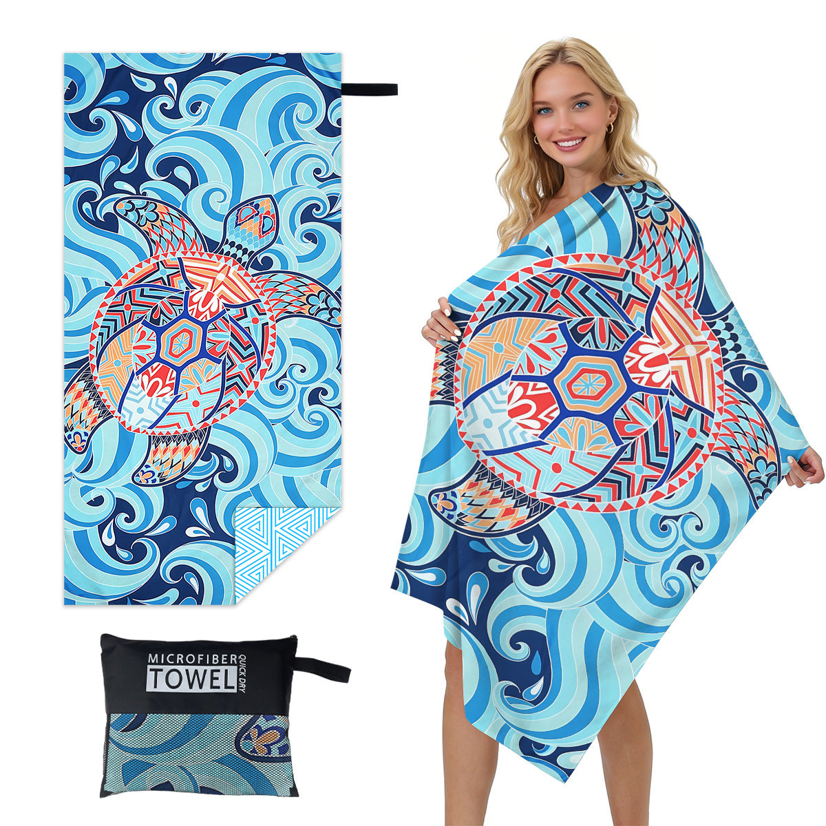 GiftoLuck Quick Dry Beach Towel Must-have Print Towels for Travel Holiday with Mesh Bag