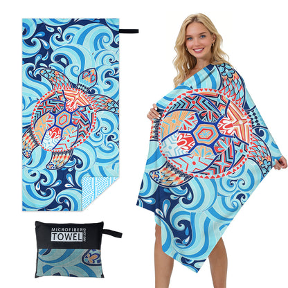 GiftoLuck Quick Dry Beach Towel Must-have Print Towels for Travel Holiday with Mesh Bag