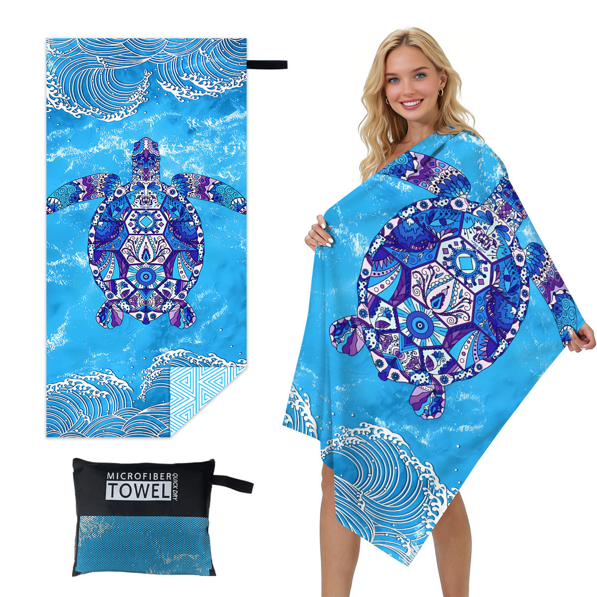 GiftoLuck Quick Dry Beach Towel Must-have Print Towels for Travel Holiday with Mesh Bag