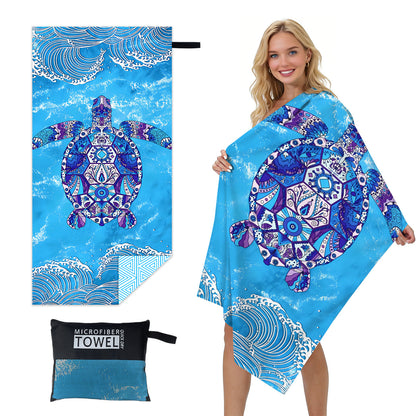 GiftoLuck Quick Dry Beach Towel Must-have Print Towels for Travel Holiday with Mesh Bag