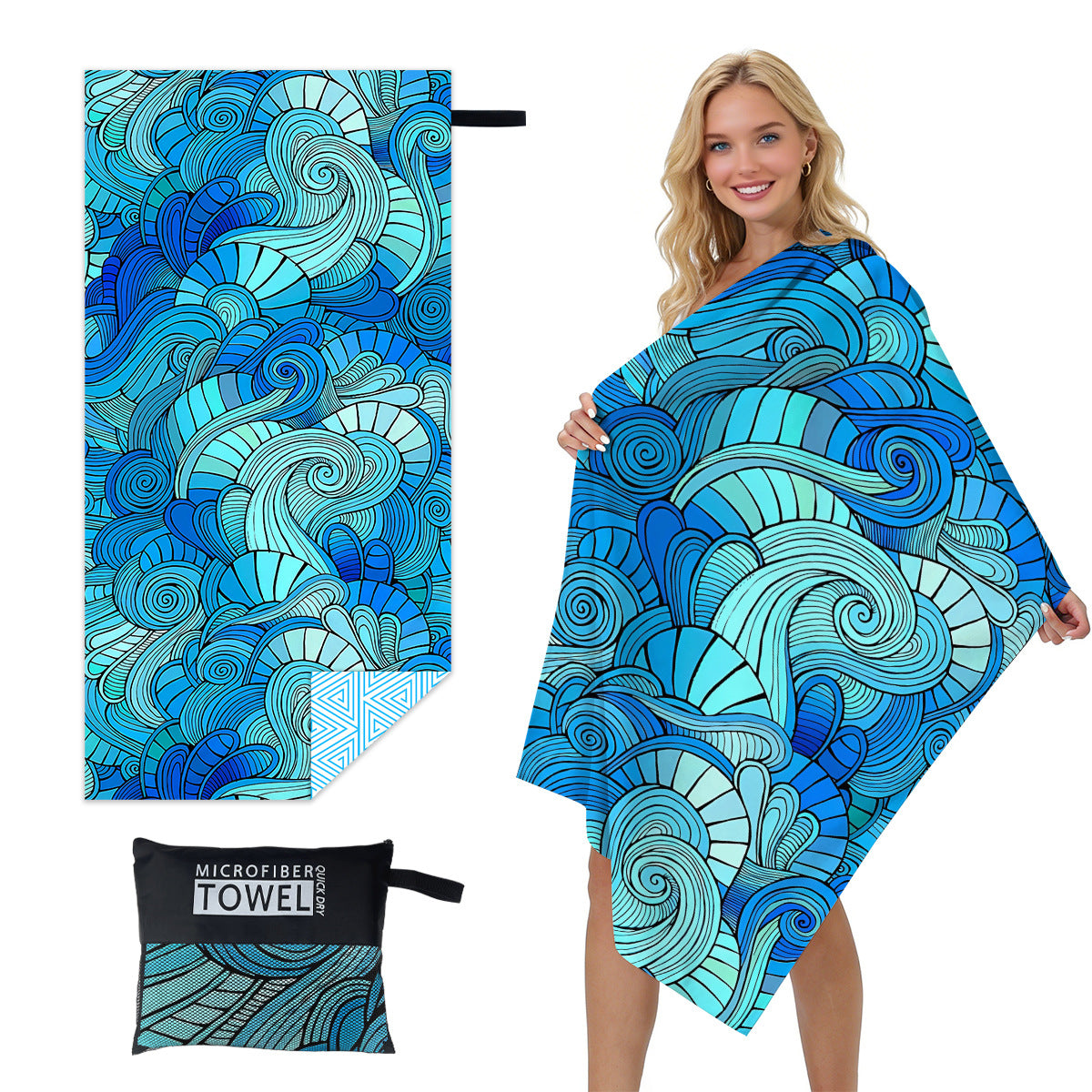 GiftoLuck Quick Dry Beach Towel Must-have Print Towels for Travel Holiday with Mesh Bag