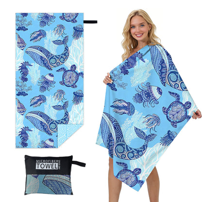GiftoLuck Quick Dry Beach Towel Must-have Print Towels for Travel Holiday with Mesh Bag