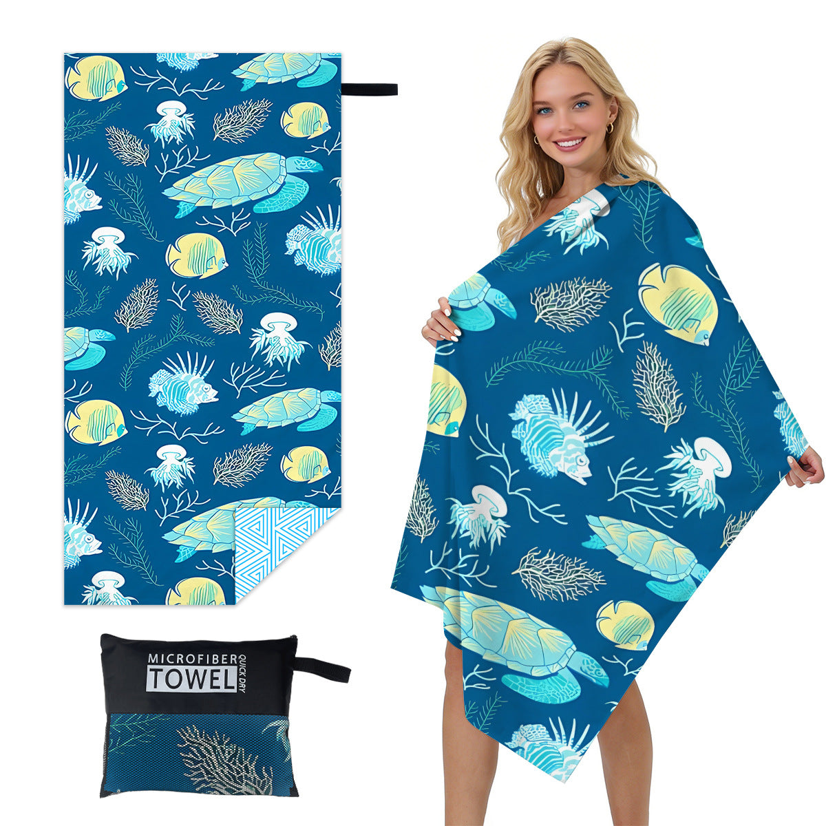 GiftoLuck Quick Dry Beach Towel Must-have Print Towels for Travel Holiday with Mesh Bag