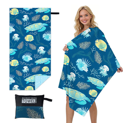 GiftoLuck Quick Dry Beach Towel Must-have Print Towels for Travel Holiday with Mesh Bag