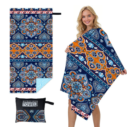 GiftoLuck Quick Dry Beach Towel Must-have Print Towels for Travel Holiday with Mesh Bag