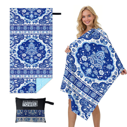 GiftoLuck Quick Dry Beach Towel Must-have Print Towels for Travel Holiday with Mesh Bag