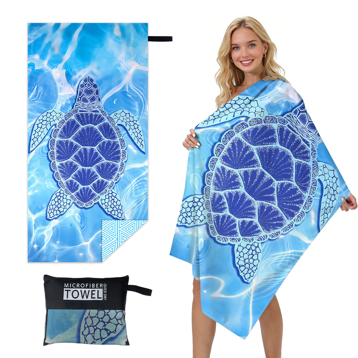GiftoLuck Quick Dry Beach Towel Must-have Print Towels for Travel Holiday with Mesh Bag
