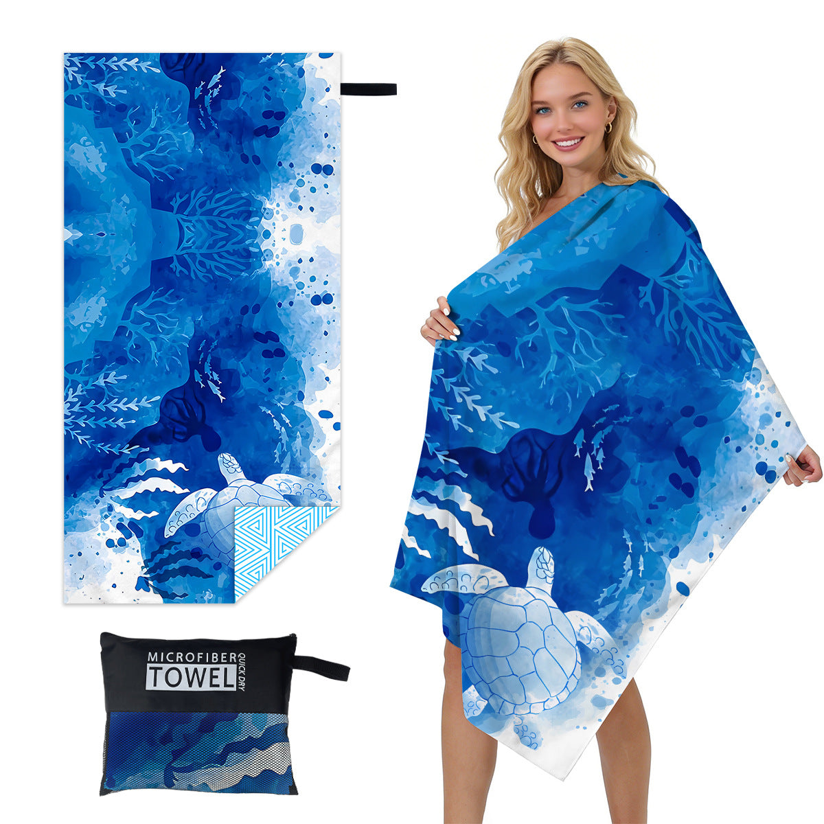 GiftoLuck Quick Dry Beach Towel Must-have Print Towels for Travel Holiday with Mesh Bag