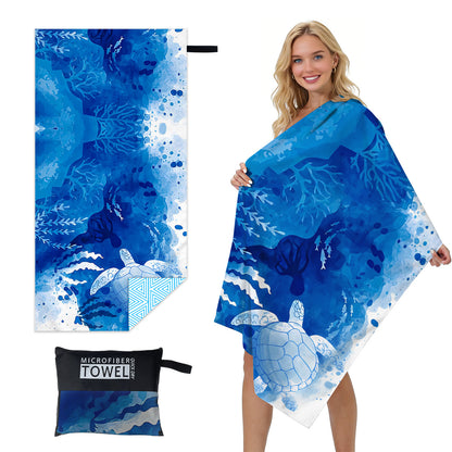 GiftoLuck Quick Dry Beach Towel Must-have Print Towels for Travel Holiday with Mesh Bag