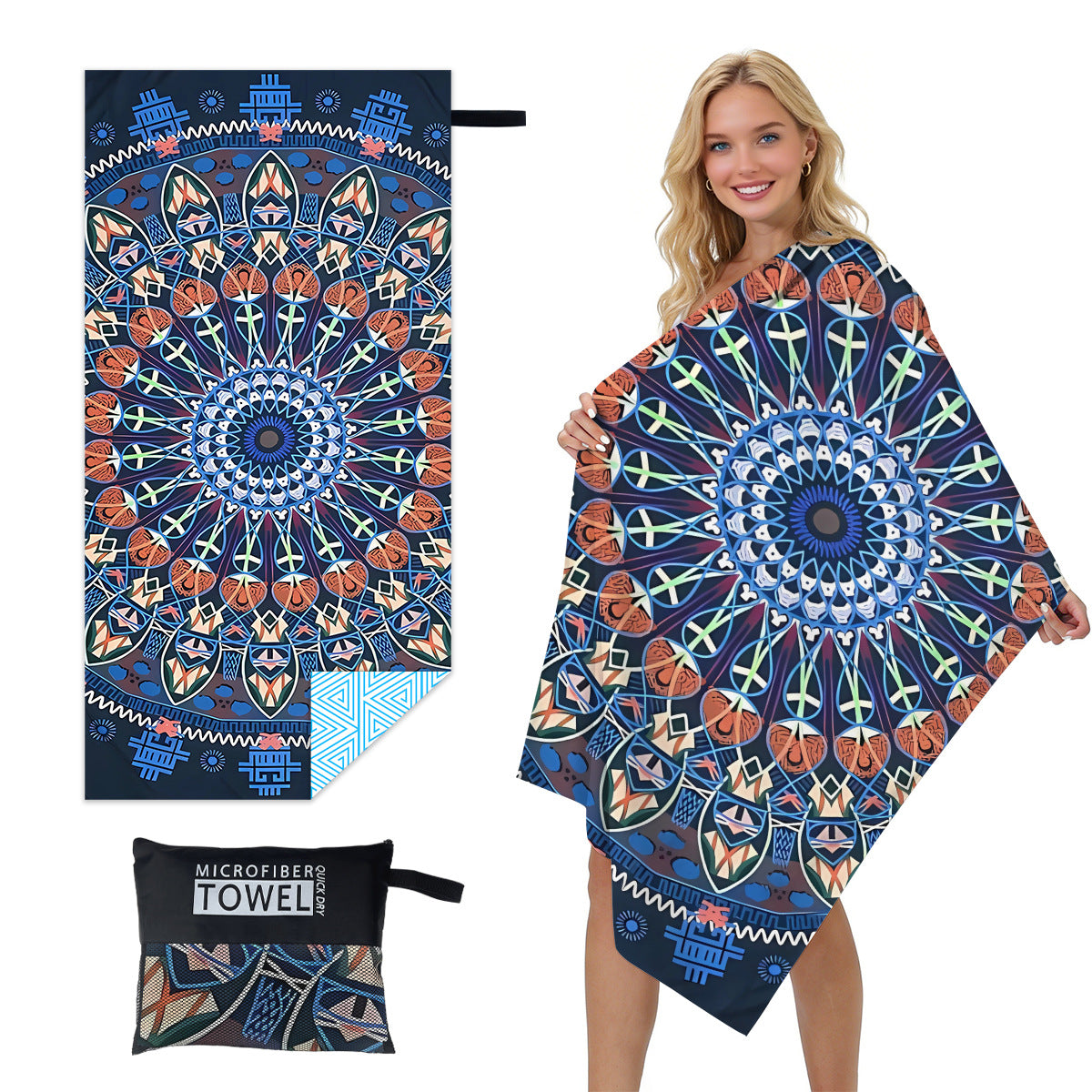 GiftoLuck Quick Dry Beach Towel Must-have Print Towels for Travel Holiday with Mesh Bag