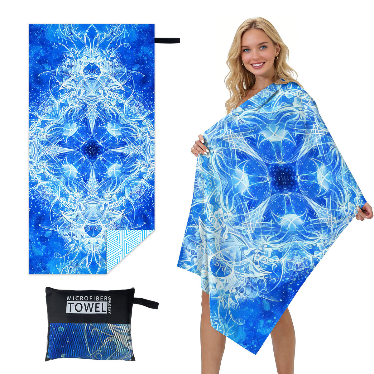 GiftoLuck Quick Dry Beach Towel Must-have Print Towels for Travel Holiday with Mesh Bag