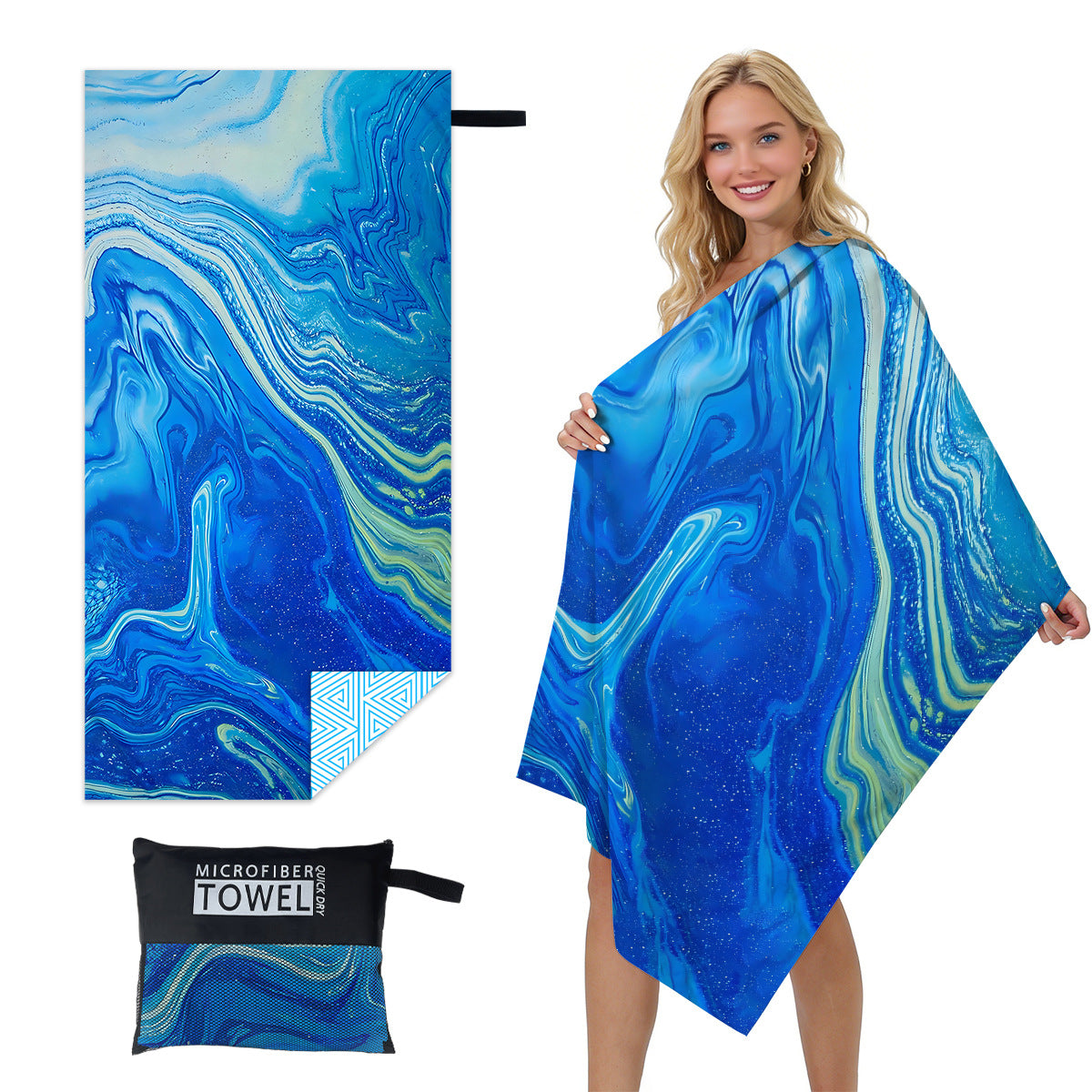GiftoLuck Quick Dry Beach Towel Must-have Print Towels for Travel Holiday with Mesh Bag