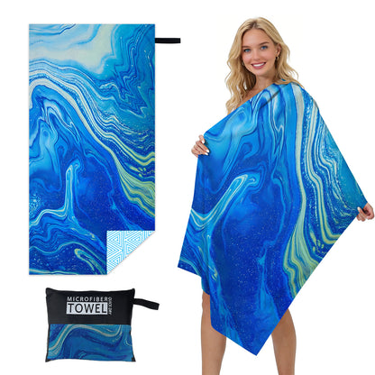 GiftoLuck Quick Dry Beach Towel Must-have Print Towels for Travel Holiday with Mesh Bag