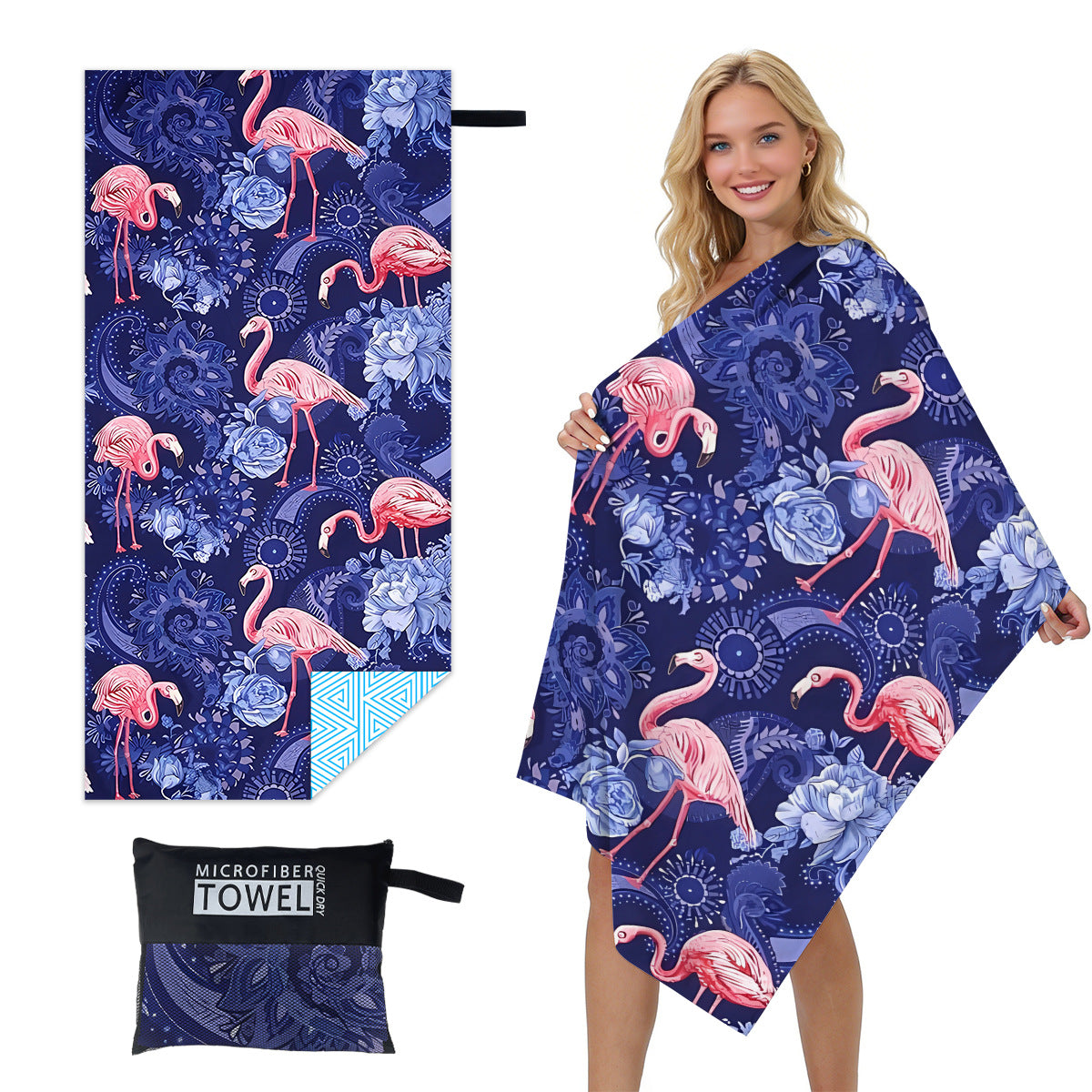 GiftoLuck Quick Dry Beach Towel Must-have Print Towels for Travel Holiday with Mesh Bag