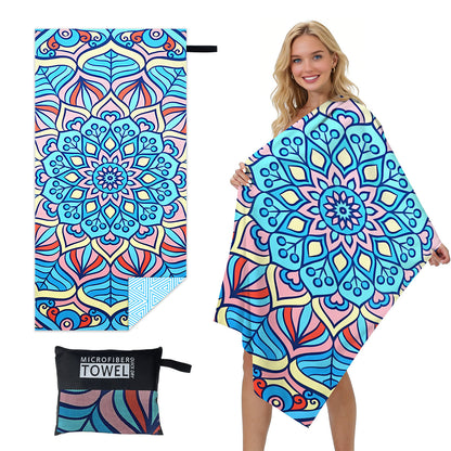 GiftoLuck Quick Dry Beach Towel Must-have Print Towels for Travel Holiday with Mesh Bag