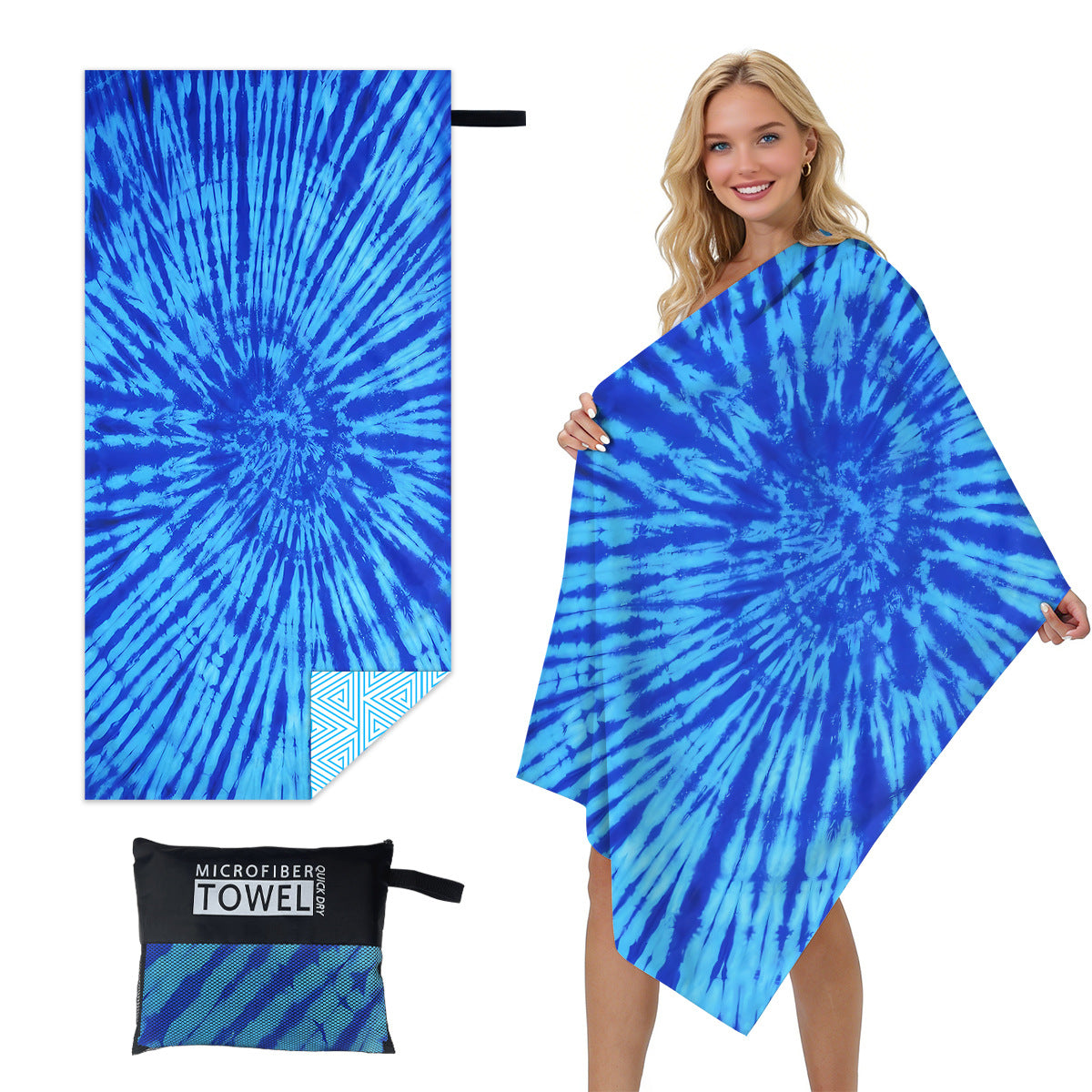 GiftoLuck Quick Dry Beach Towel Must-have Print Towels for Travel Holiday with Mesh Bag