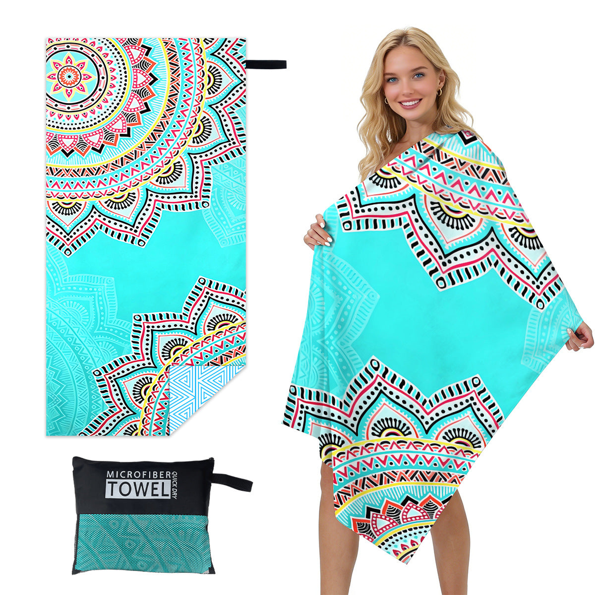 GiftoLuck Quick Dry Beach Towel Must-have Print Towels for Travel Holiday with Mesh Bag