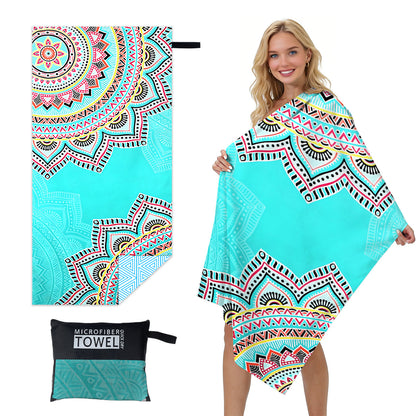 GiftoLuck Quick Dry Beach Towel Must-have Print Towels for Travel Holiday with Mesh Bag