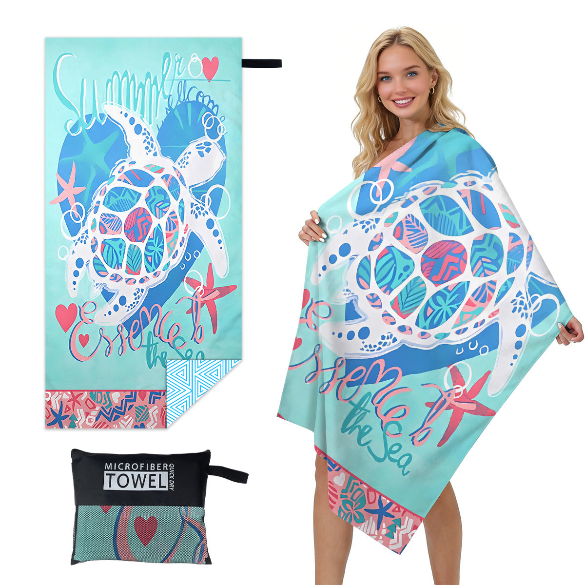 GiftoLuck Quick Dry Beach Towel Must-have Print Towels for Travel Holiday with Mesh Bag