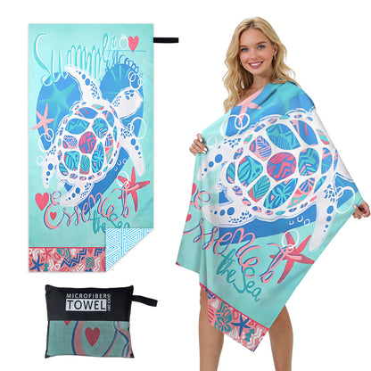 GiftoLuck Quick Dry Beach Towel Must-have Print Towels for Travel Holiday with Mesh Bag
