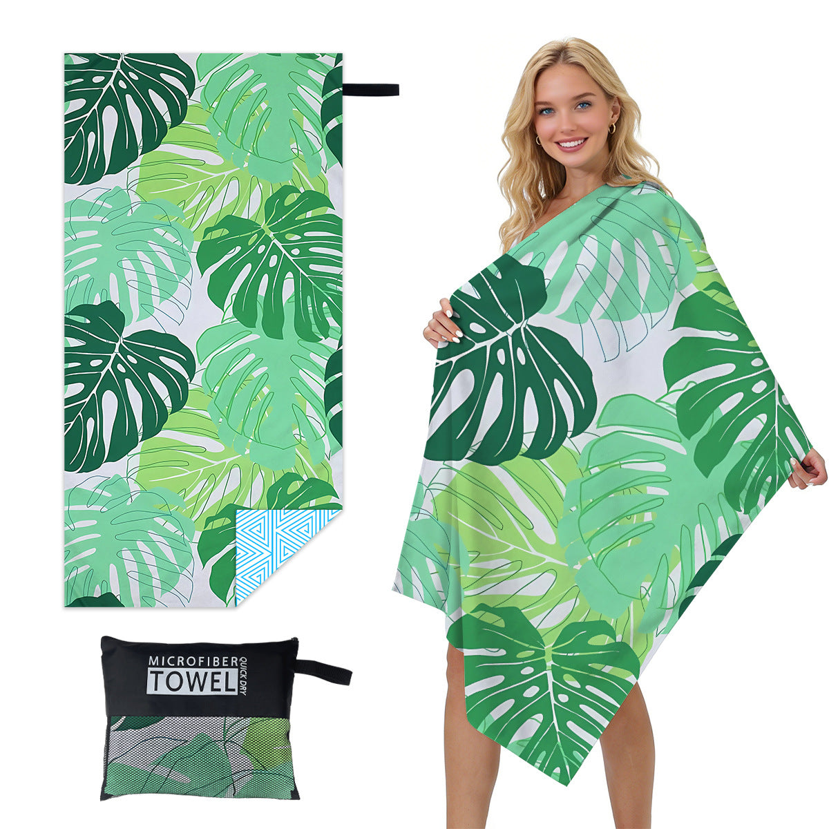 GiftoLuck Quick Dry Beach Towel Must-have Print Towels for Travel Holiday with Mesh Bag