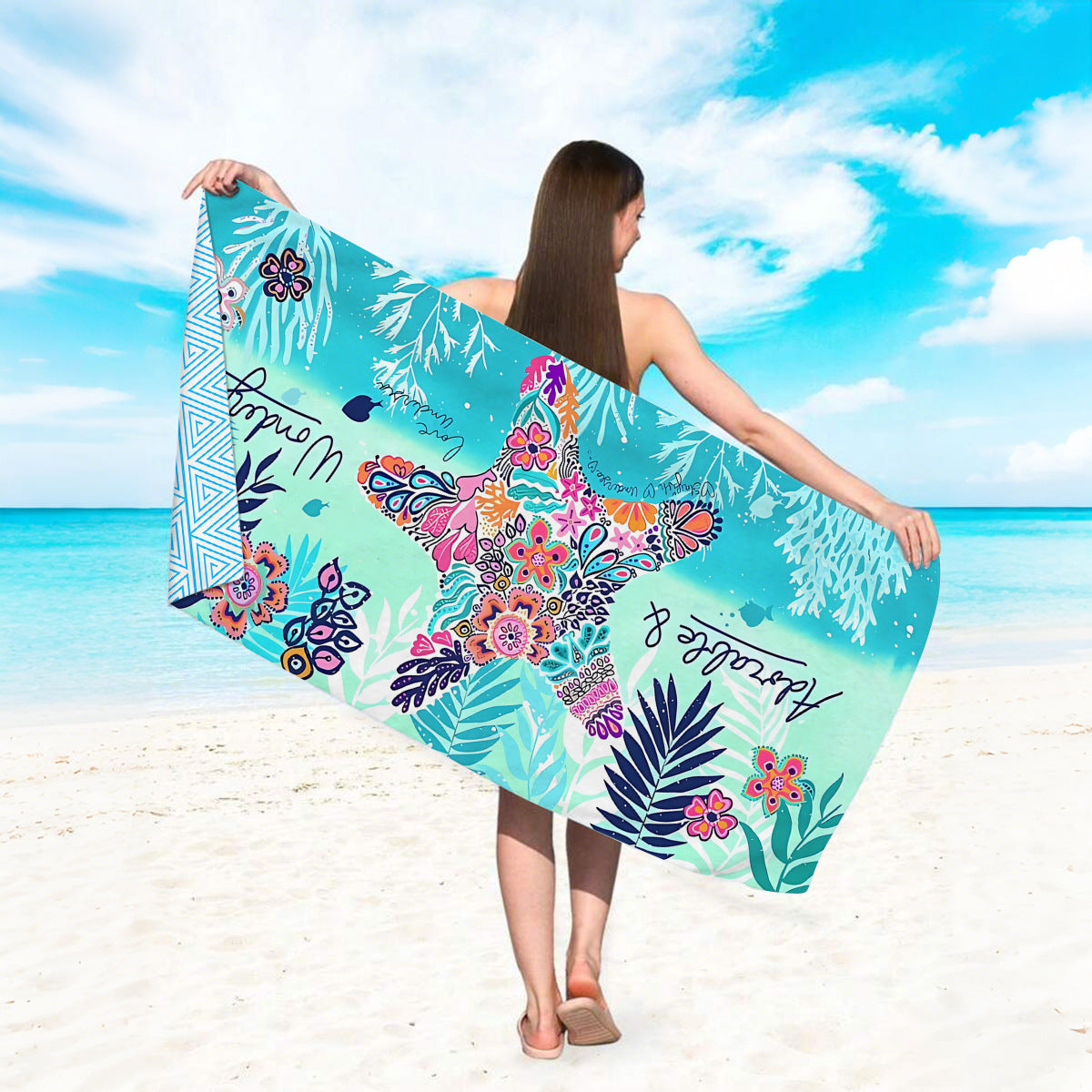 GiftoLuck Quick Dry Beach Towel Must-have Print Towels for Travel Holiday with Mesh Bag