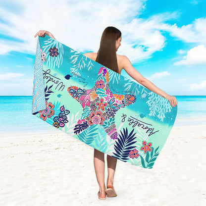GiftoLuck Quick Dry Beach Towel Must-have Print Towels for Travel Holiday with Mesh Bag