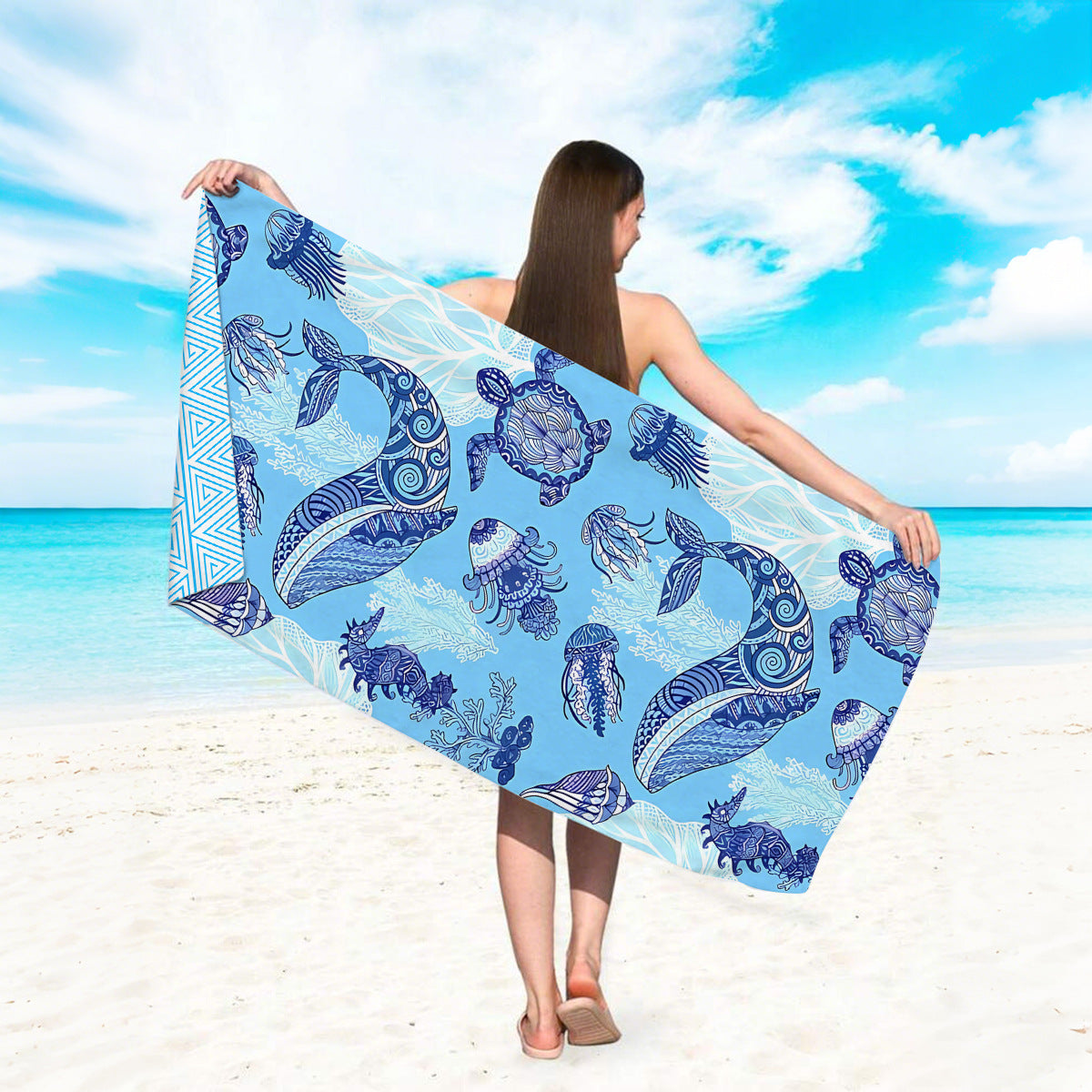 GiftoLuck Quick Dry Beach Towel Must-have Print Towels for Travel Holiday with Mesh Bag